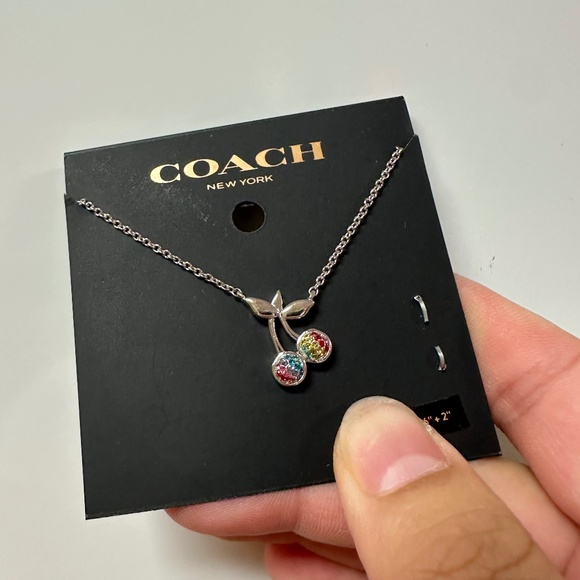 NWT! RARE! Coach F67101 Rainbow Cherry Necklace In Silver - Picture 1 of 5